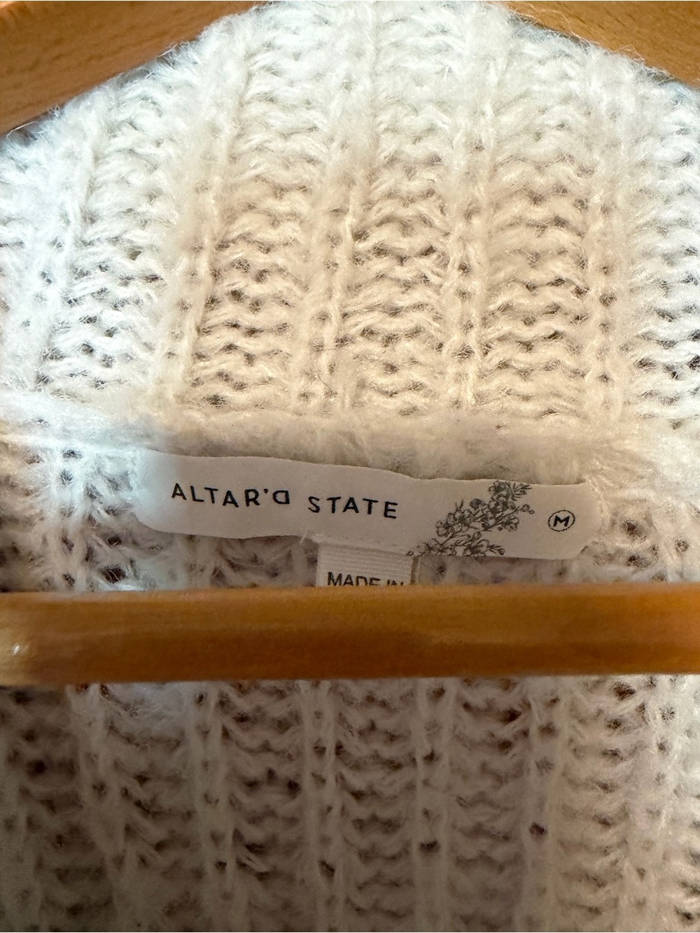 Altar’d State Cream and Black Striped Chunky Knit Sweater - Picture 3 of 4